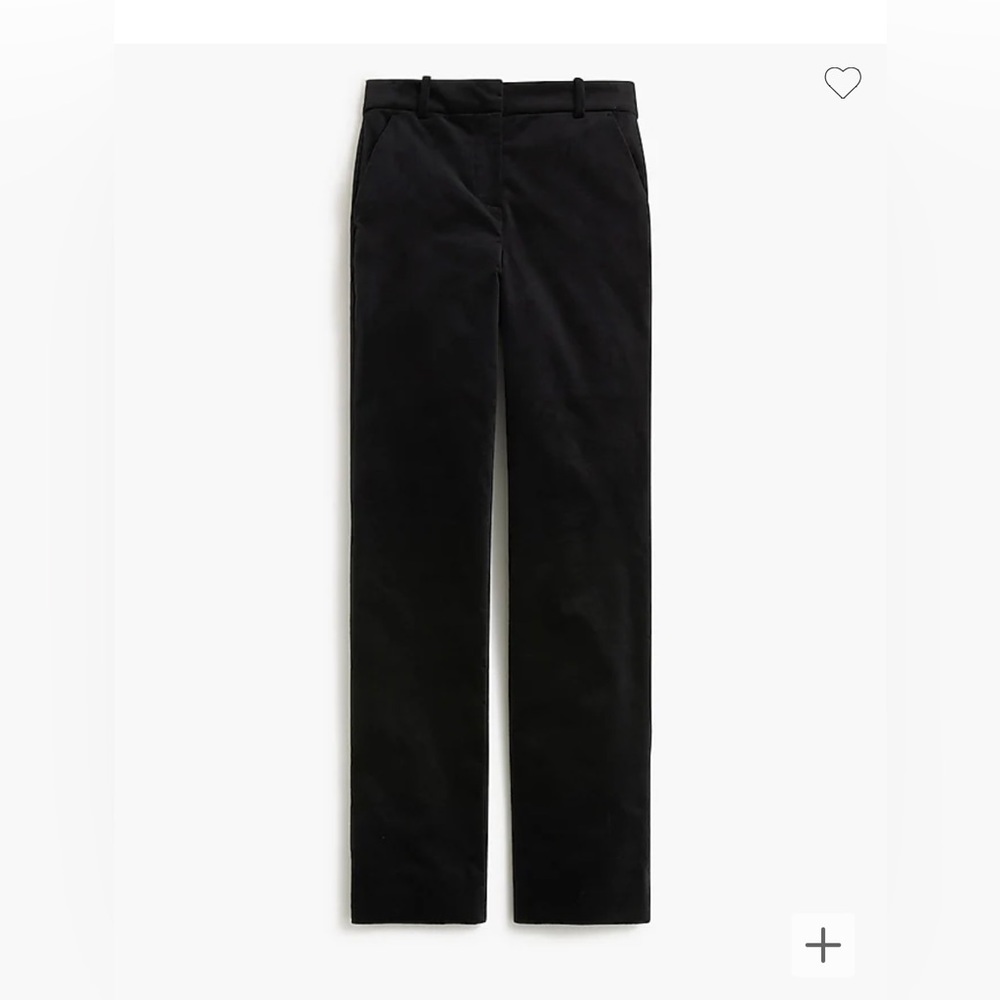 J. Crew Velvet Black Kallie straight-leg pant NWT 16